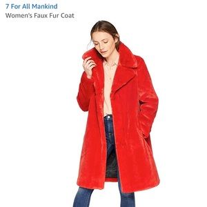 7 for all mankind red faux fur coat